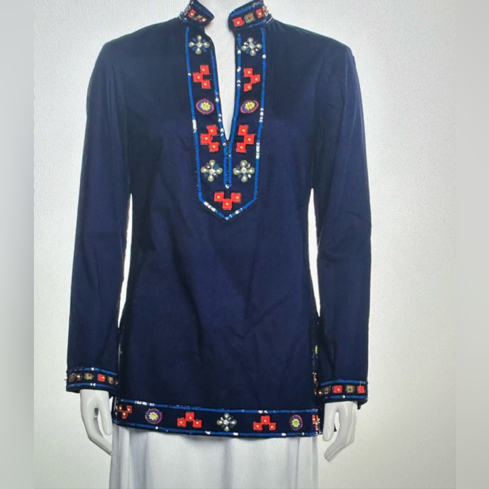 Tory Burch Blue Embroidered tunic